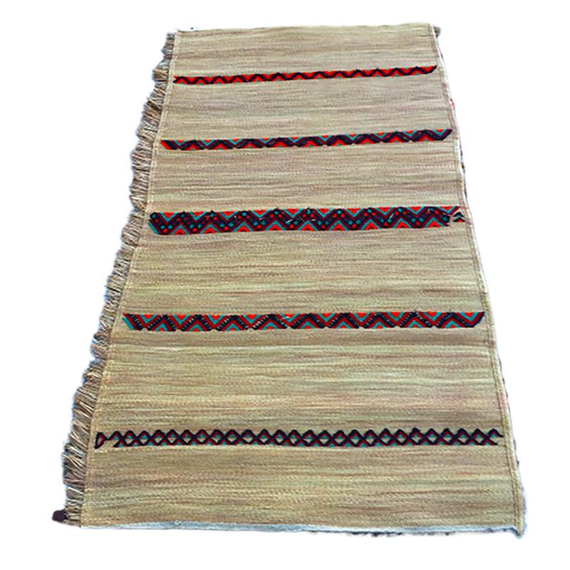 Tappeto Marocchino berbero in fibra naturale juta, vimini intrecciato a mano con tessuto