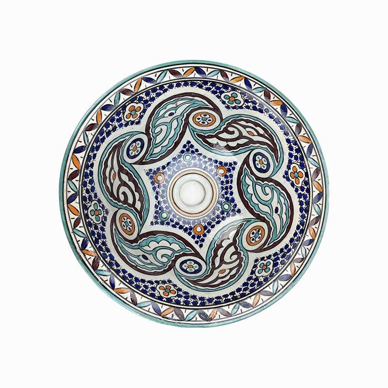 Lavabo lavandino marocchino in ceramica dipinta a mano cm 35*h15