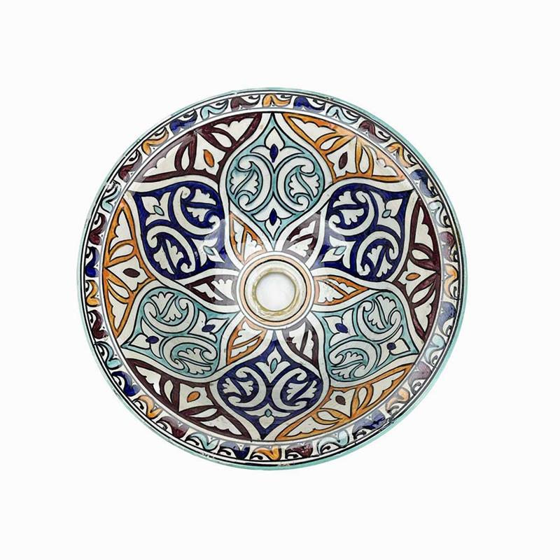 Lavabo lavandino marocchino in ceramica dipinta a mano cm 35*h15