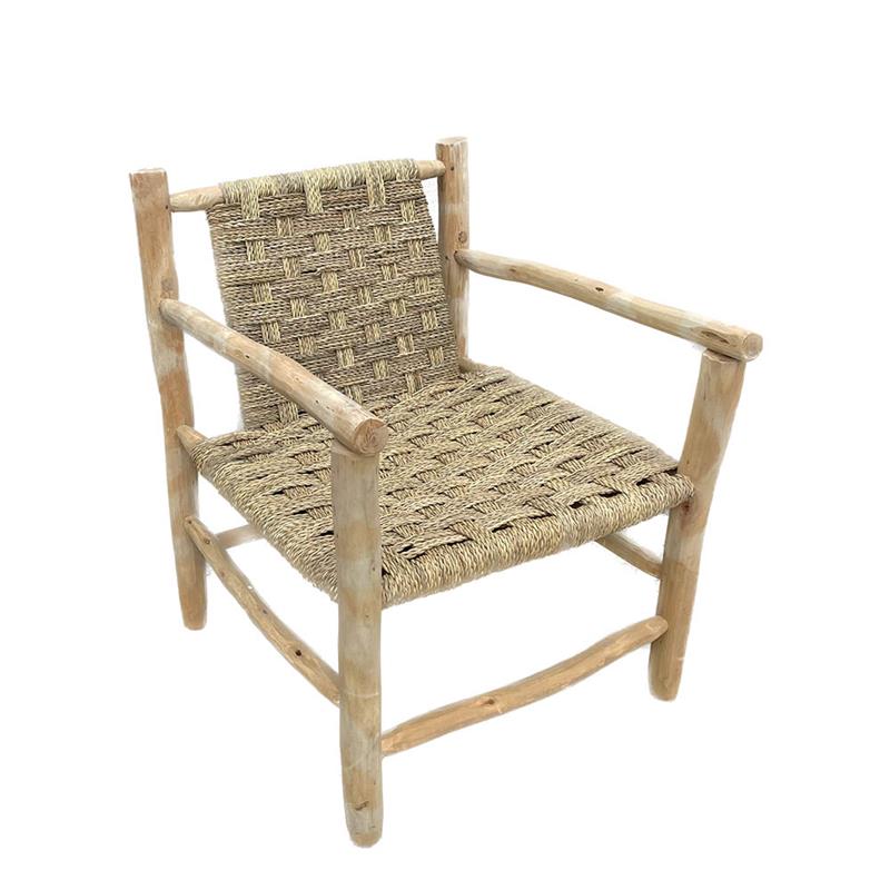 Poltrona sedia marocchina in legno grezzo di eucalipto - Dimensioni cm60*60*h81